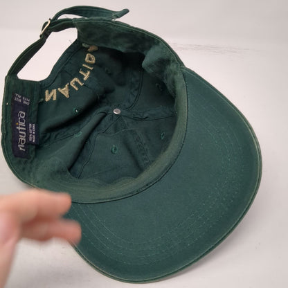 Nautica Baseball Cap Green OS Sailboat Logo Embroidery Hat Slideback Cotton