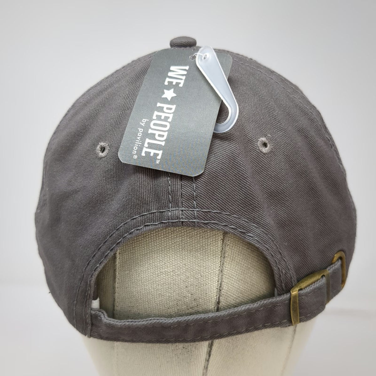 We People Baseball Cap Gray One Size Beer Patch Frayed Slideback Hat Underbrim