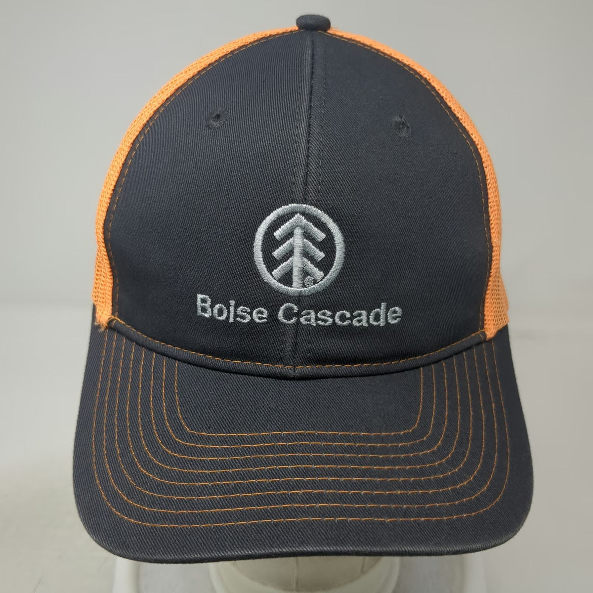 Port Authority Boise Cascade Gray Orange One Size Trucker Hat Mesh Snapback Logo