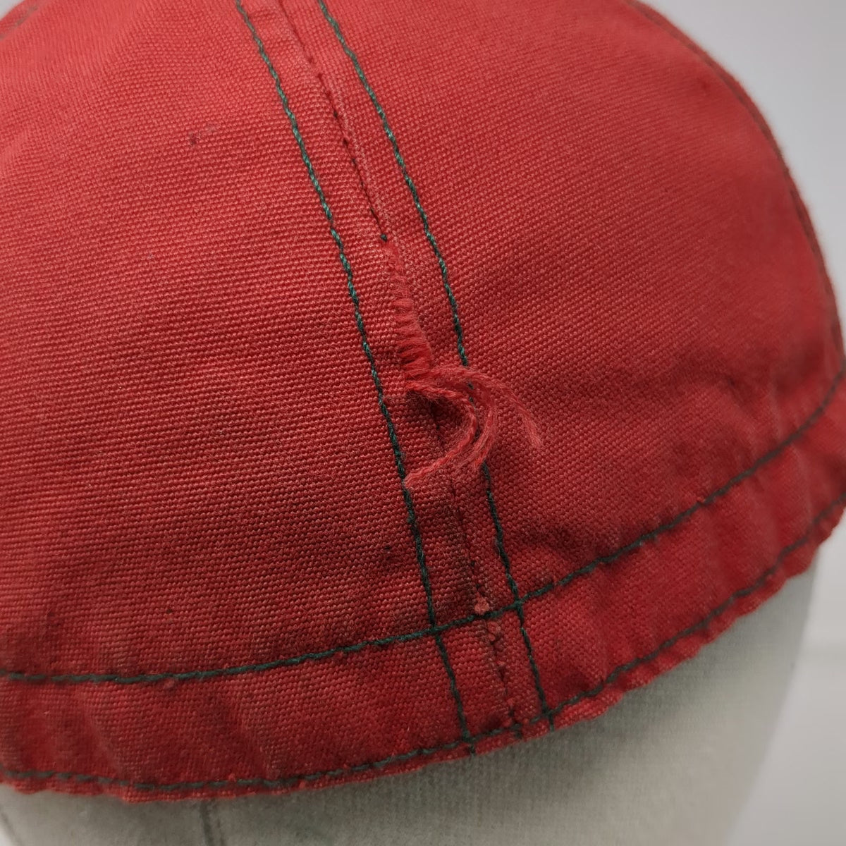 Landry Cap Baseball Cap Red 7 1/8 Fitted Contrast Stitch Green Underbrim Hat