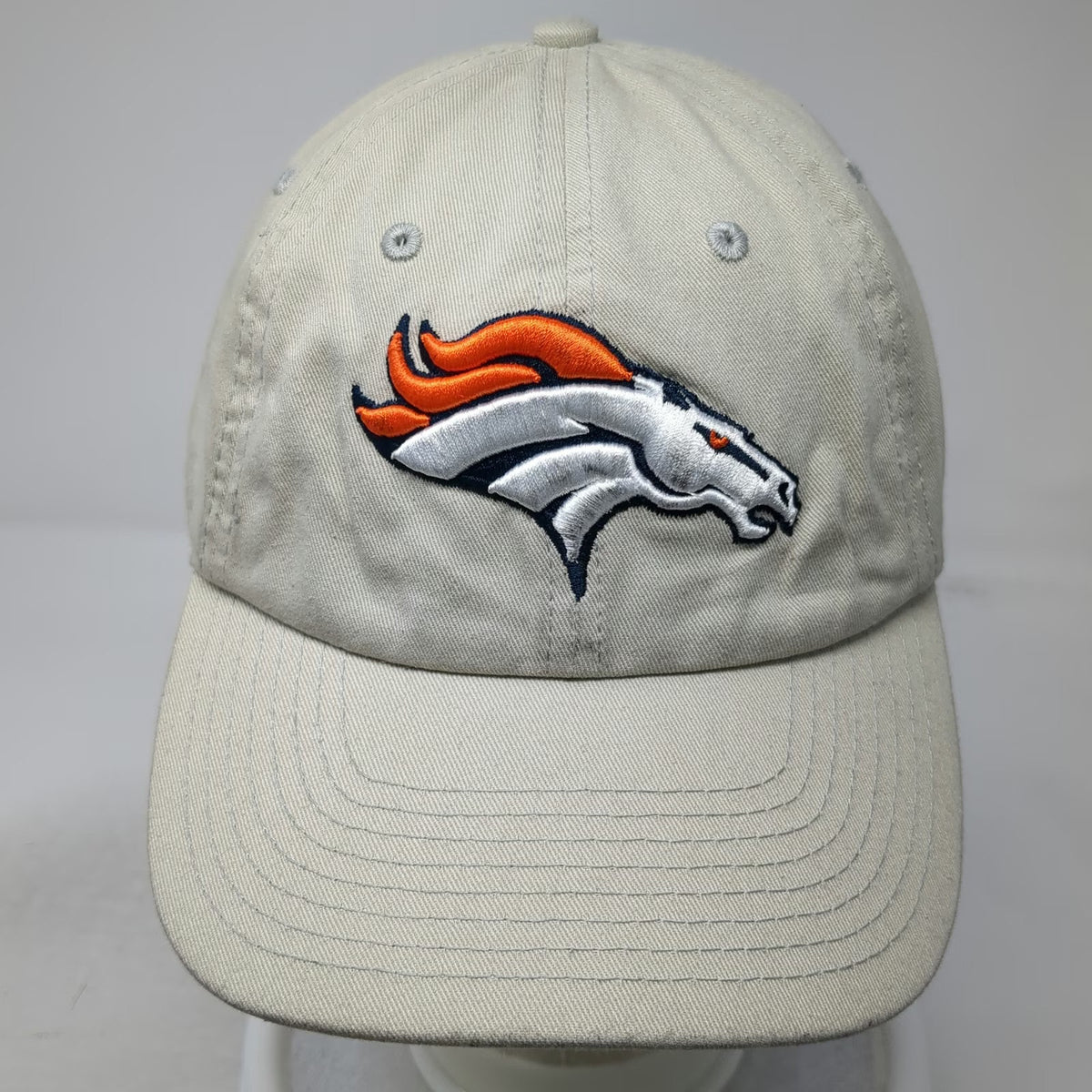 Denver Broncos NFL Team Apparel Cap Hat Beige One Size Cotton Slideback Horse