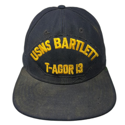 USNS Bartlett T-AGOR 13 Black One Size Trucker Hat Snapback Mesh Back Navy Ship