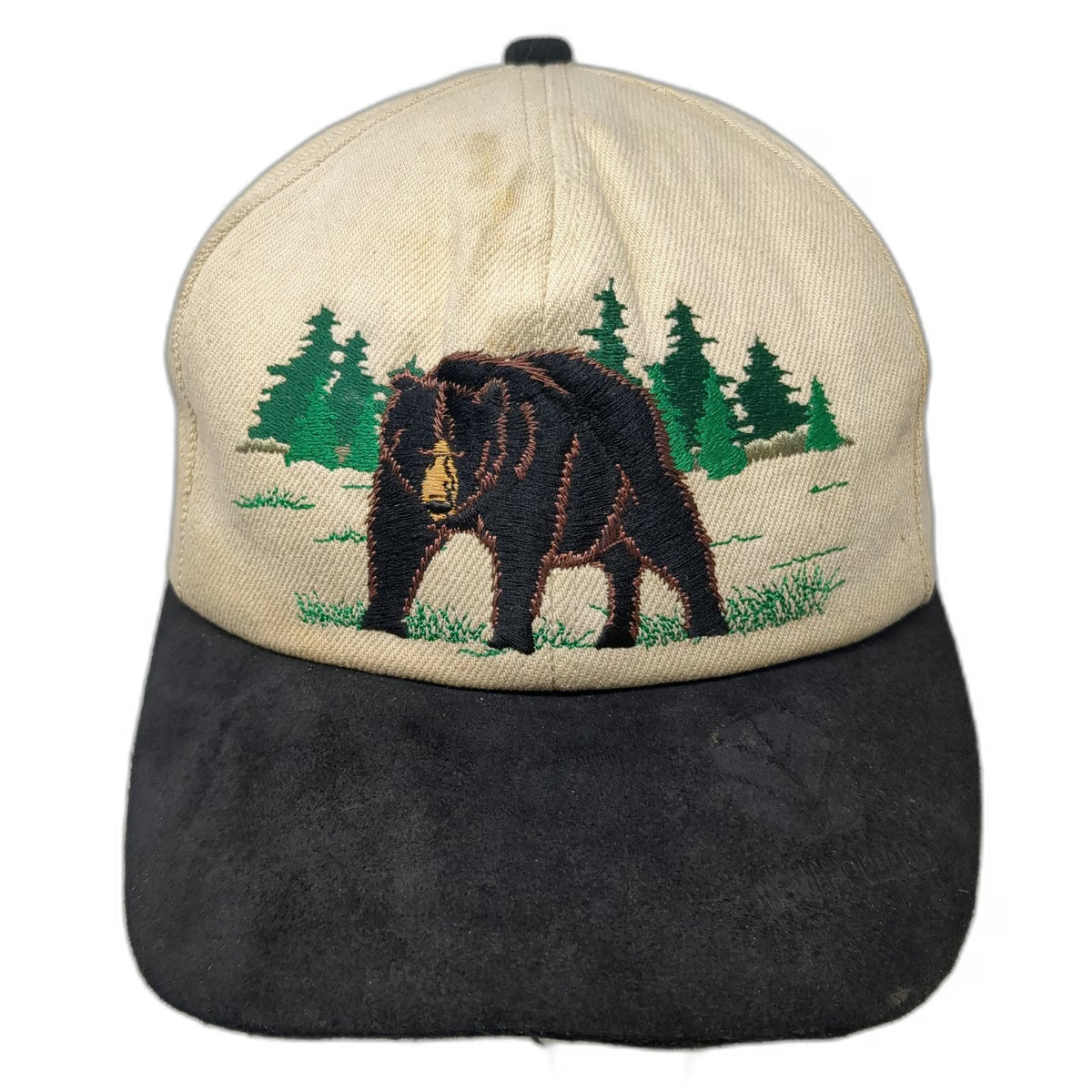 New Holland Baseball Cap Beige One Size Embroidered Bear Forest Nature Hat