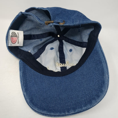 Just Married Slideback Hat Blue One Size Adjustable Embroidered Denim