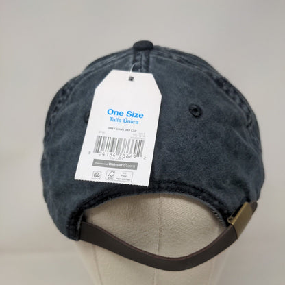 Game Day Slideback Hat Grey OSFM Adjustable Leather Strap 6 Panel W/Tags
