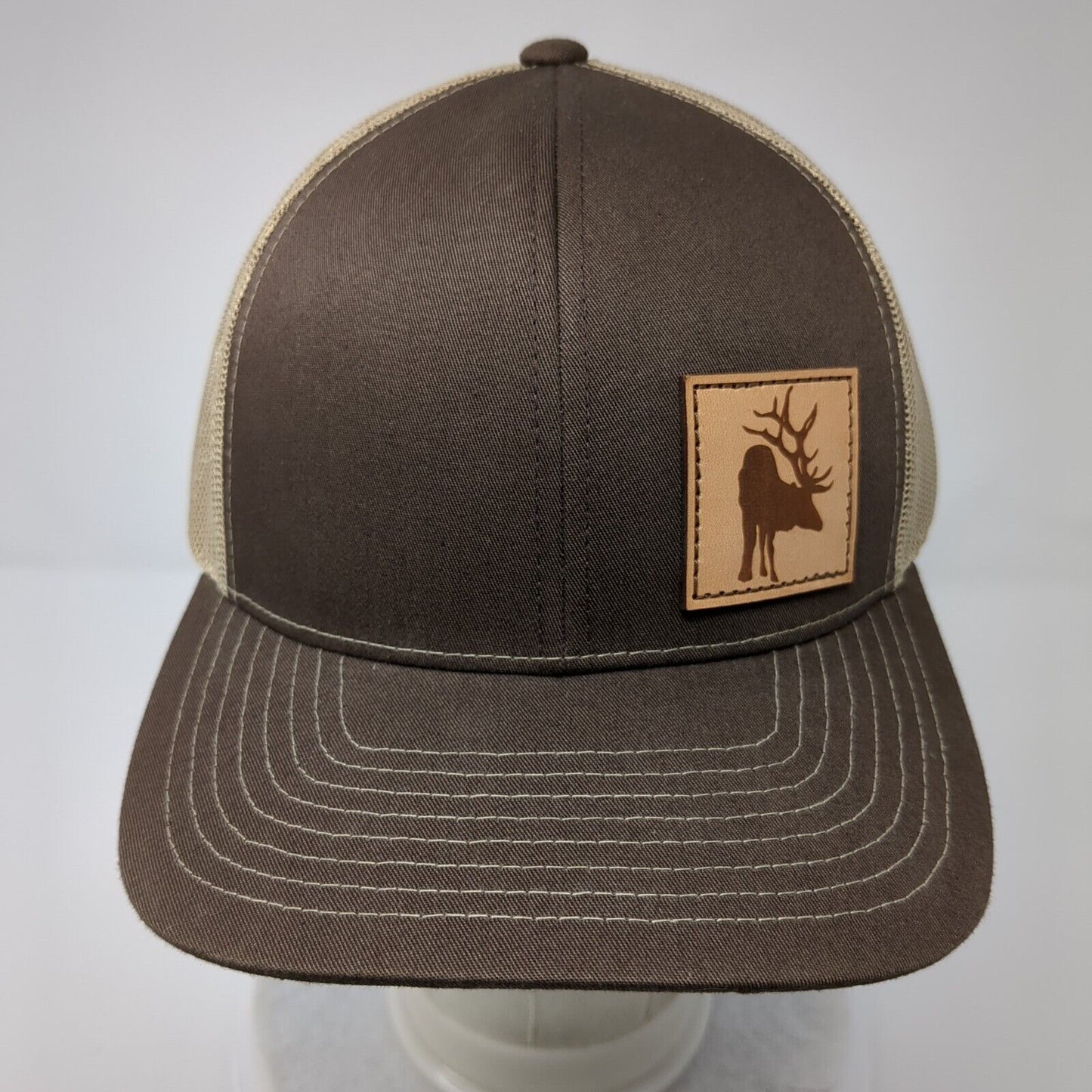 Pacific Headwear Snapback Trucker Hat Brown OSFA Mesh Back Patch