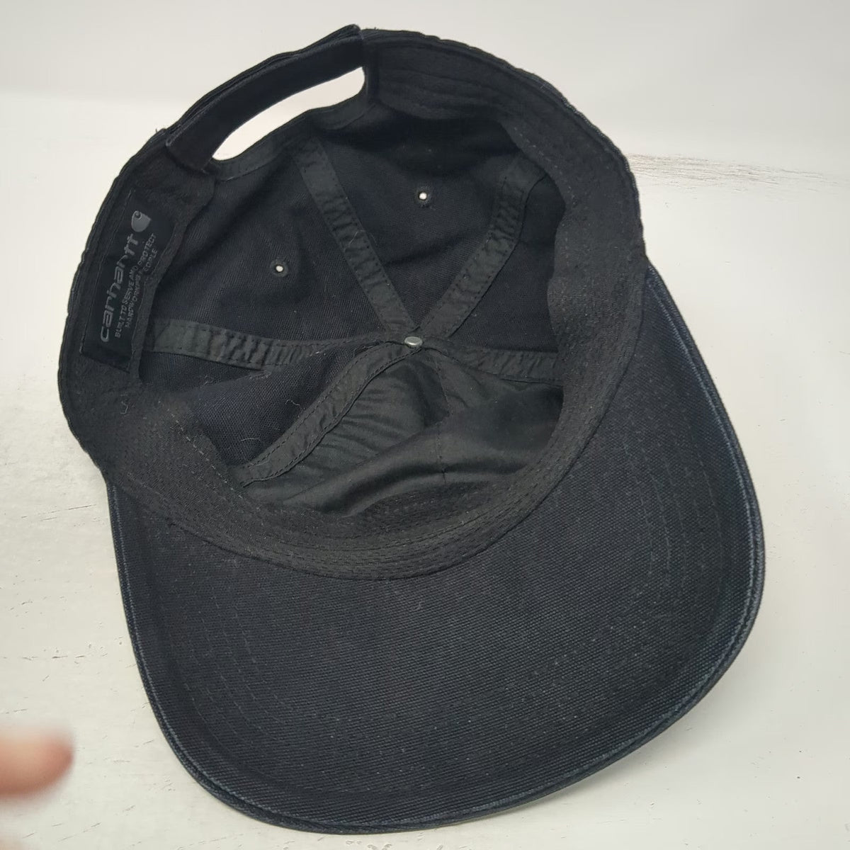 Carhartt Baseball Cap Black One Size Strapback Canvas Logo Patch Workwear Hat