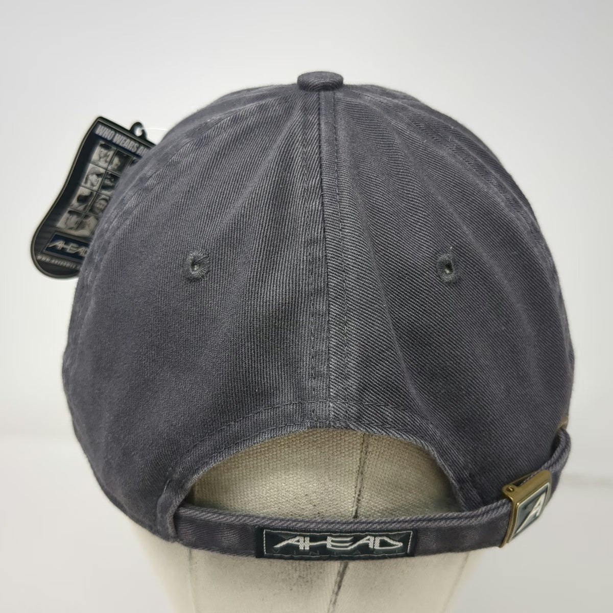 Ahead Baseball Cap Gray One Size Adjustable Strap Curved Brim R Logo Cotton Hat