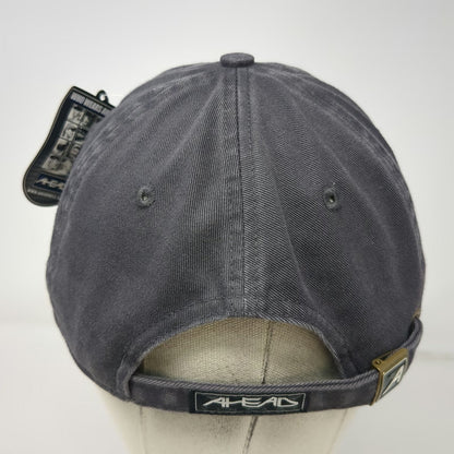 Ahead Baseball Cap Gray One Size Adjustable Strap Curved Brim R Logo Cotton Hat