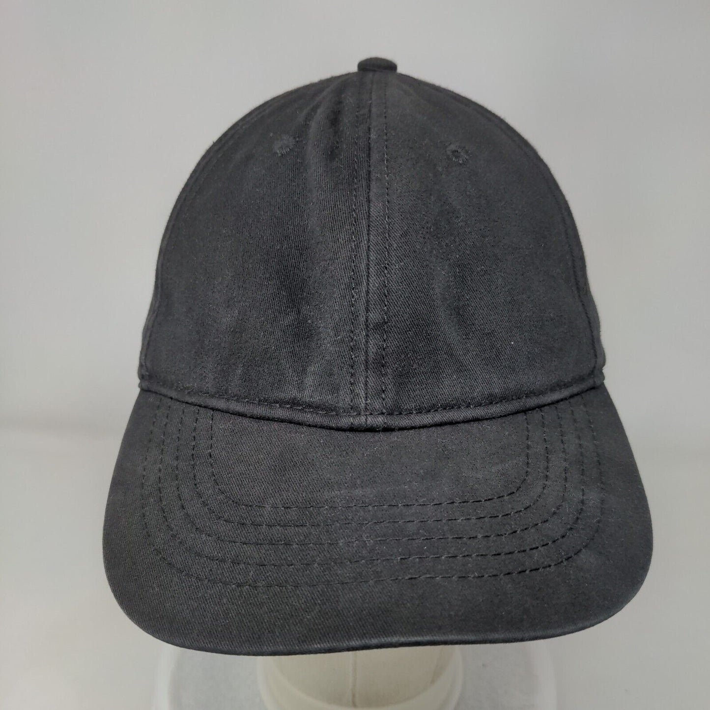 Unbranded Slideback Hat Black OSFM Adjustable Vented Holes 6 Panel Blank