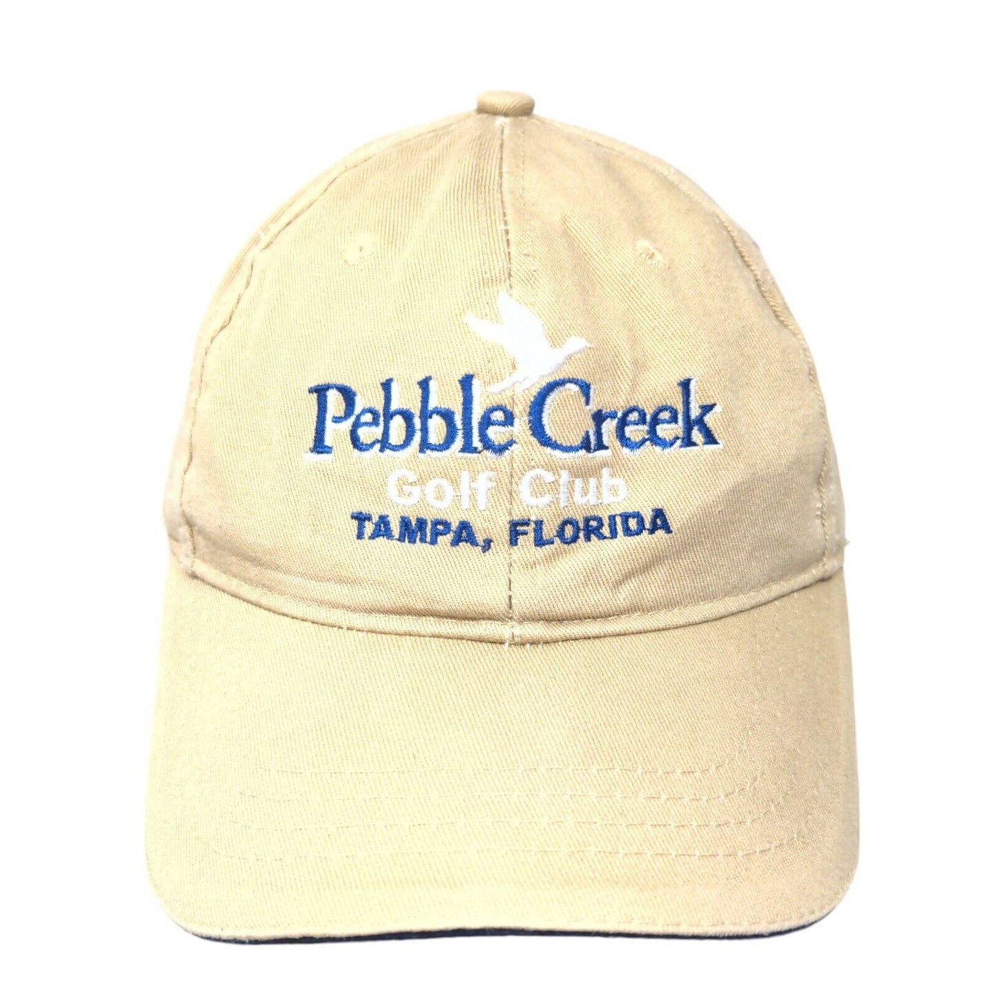 Pebble Creek Golf Club Tampa Florida Tan One Size Adjustable Embroidered 6 Panel