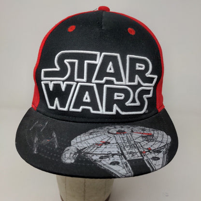 Star Wars Men's Snapback Hat Black Red Graphic Millenium Falcon Tie Fighters