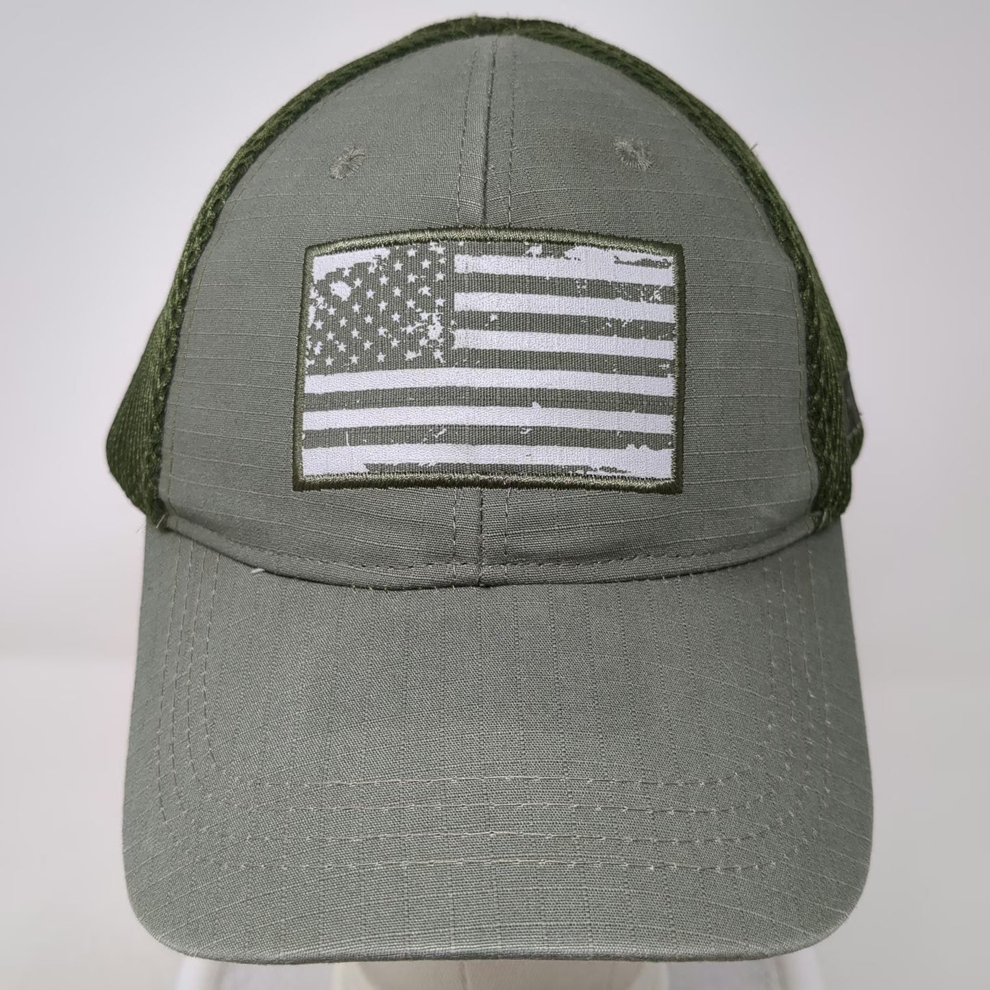 Highland Tactical Baseball Cap Green One Size Mesh Back American Flag Hat
