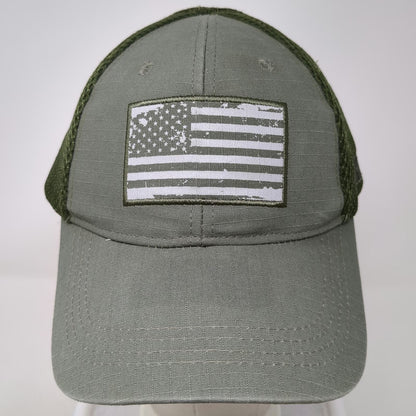 Highland Tactical Baseball Cap Green One Size Mesh Back American Flag Hat