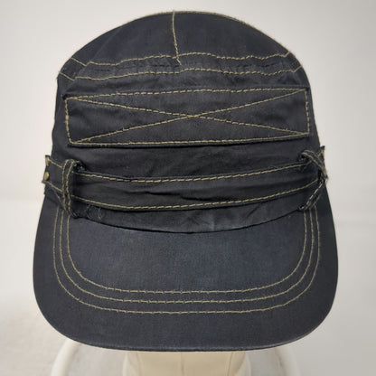 Elastafit Army Cap Black One Size Gold Contrast Stitching Hat Metal Eyelets