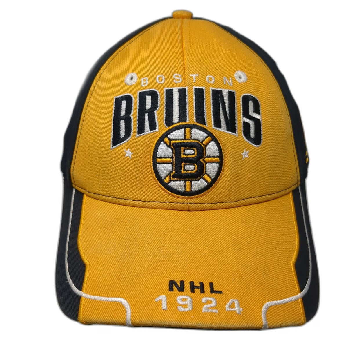 Boston Bruins NHL Old Time Hockey Baseball Cap Yellow Black One Size Logo 1924