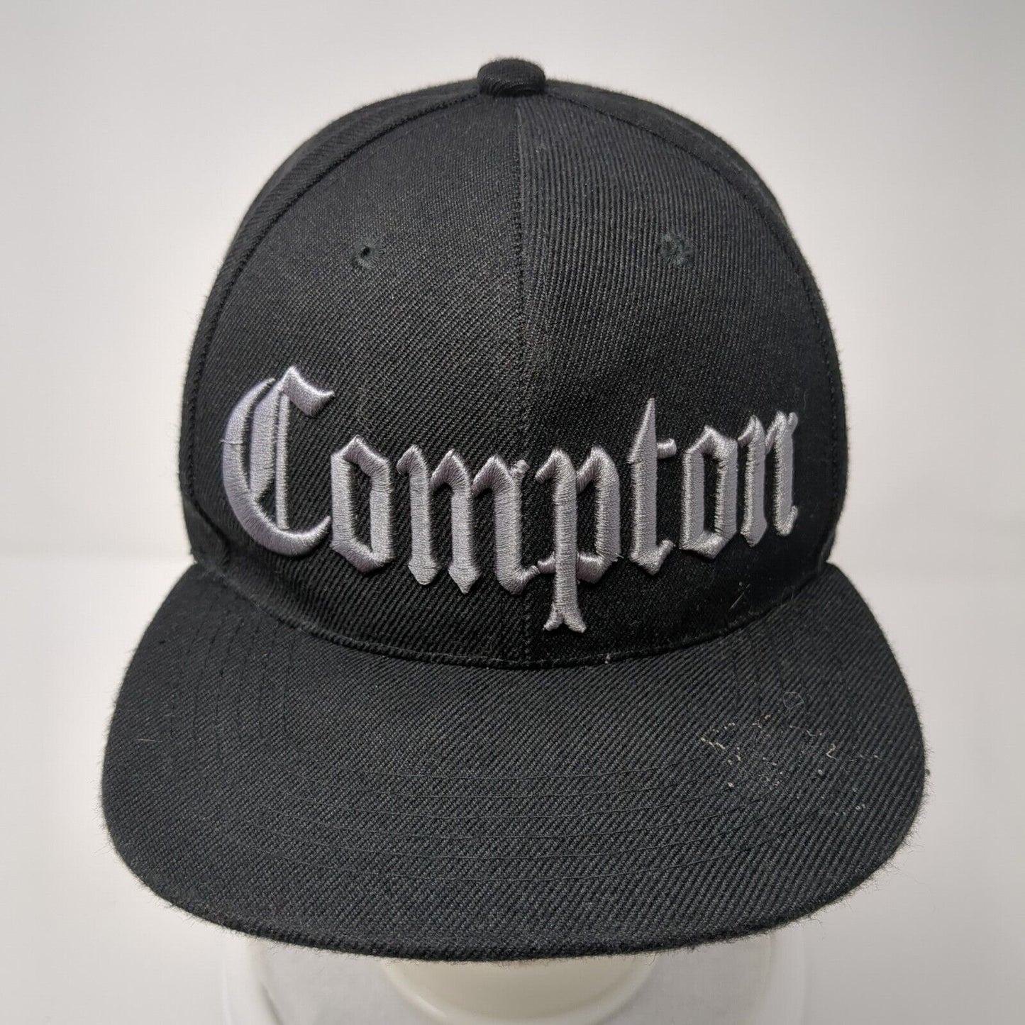 Compton Snapback Hat Black One Size Adjustable Embroidered 6 Panel Big Bear