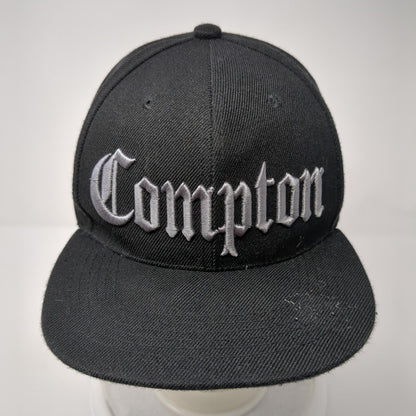 Compton Snapback Hat Black One Size Adjustable Embroidered 6 Panel Big Bear