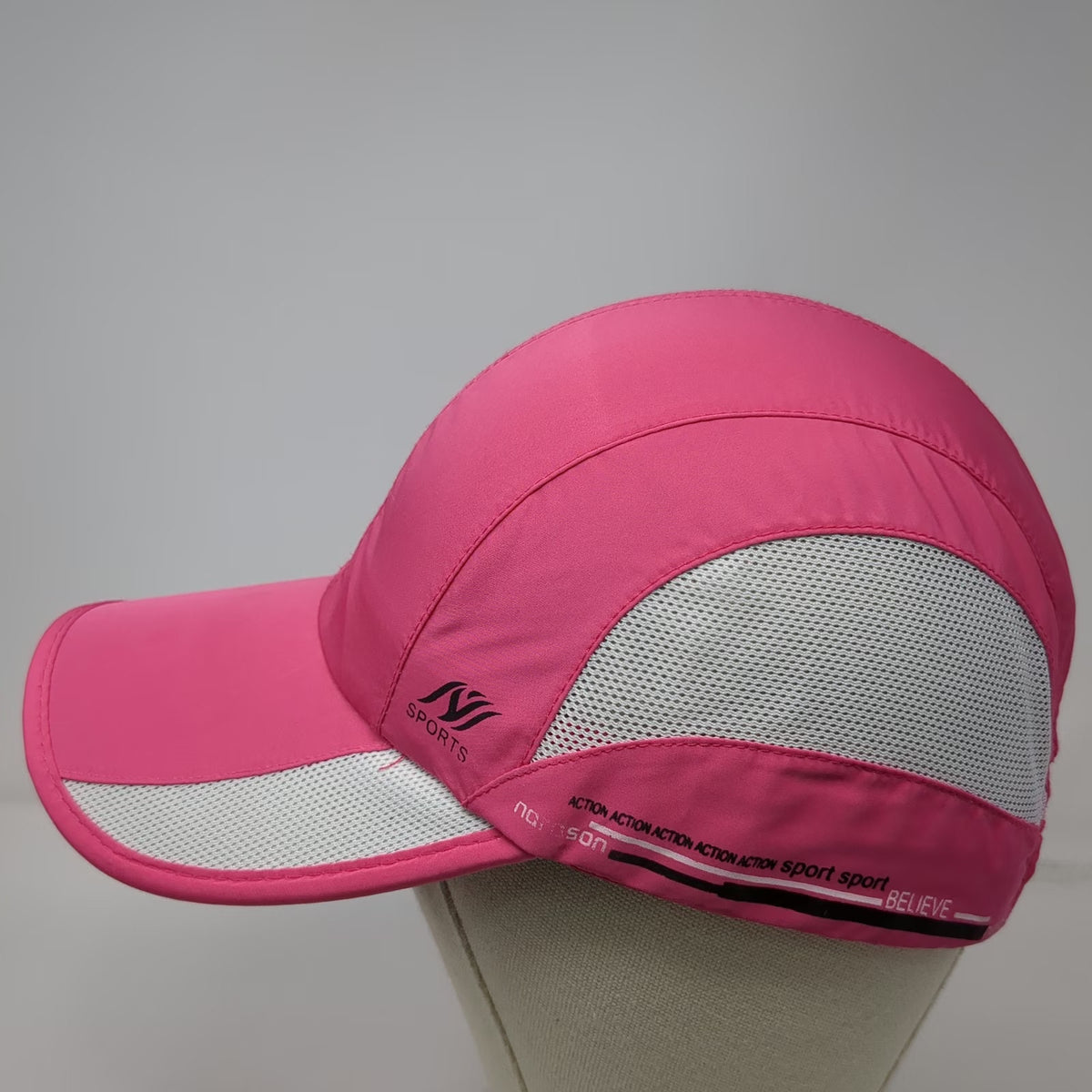 Pink Baseball Cap One Size Mesh Panels Polyester Performance Running Sports Hat