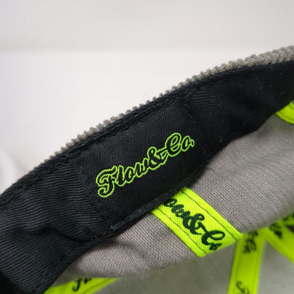 Flow & Co. Snapback Gray Black Green Hat OS Corduroy Rage 3D Puff Flat Brim