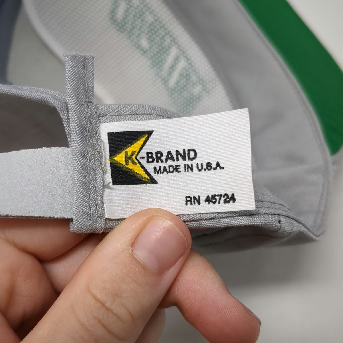 K-Brand Trucker Gray One Size Quantum Hat Green Rope Slideback Made in USA Twill