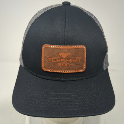 Pacific Headwear Trucker Hat Black One Size Snapback Mesh Leather Patch Logo