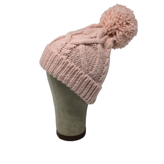 Berkshire Fashion Inc Cable Knit Beanie Hat Pink OSFM Big Pom-Pom