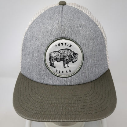 Tyler's Trucker Hat Gray Brown One Size Austin Texas Bison Patch Snapback hat