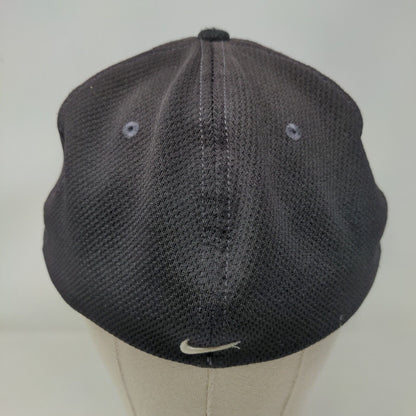 Nike Swoosh Fitted Hat Black L/XL Embroidered Logo 6 Panel GloVmagnet