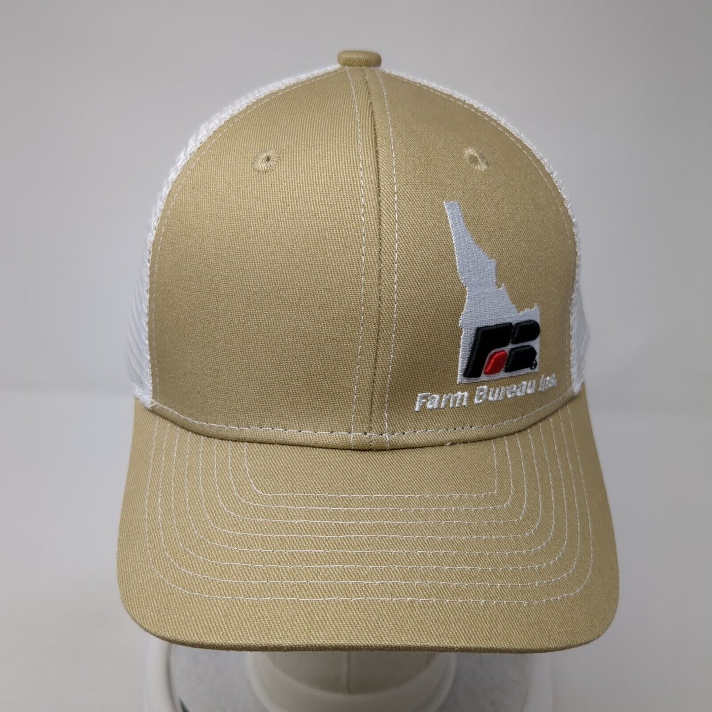 Farm Bureau Ins. Snapback Trucker Hat Tan OS Adjustable Mesh Back Buck's Bags