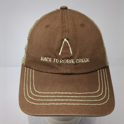 Race To Robie Creek Strapback Mesh Back Trucker Hat Brown OSFA Adjustable