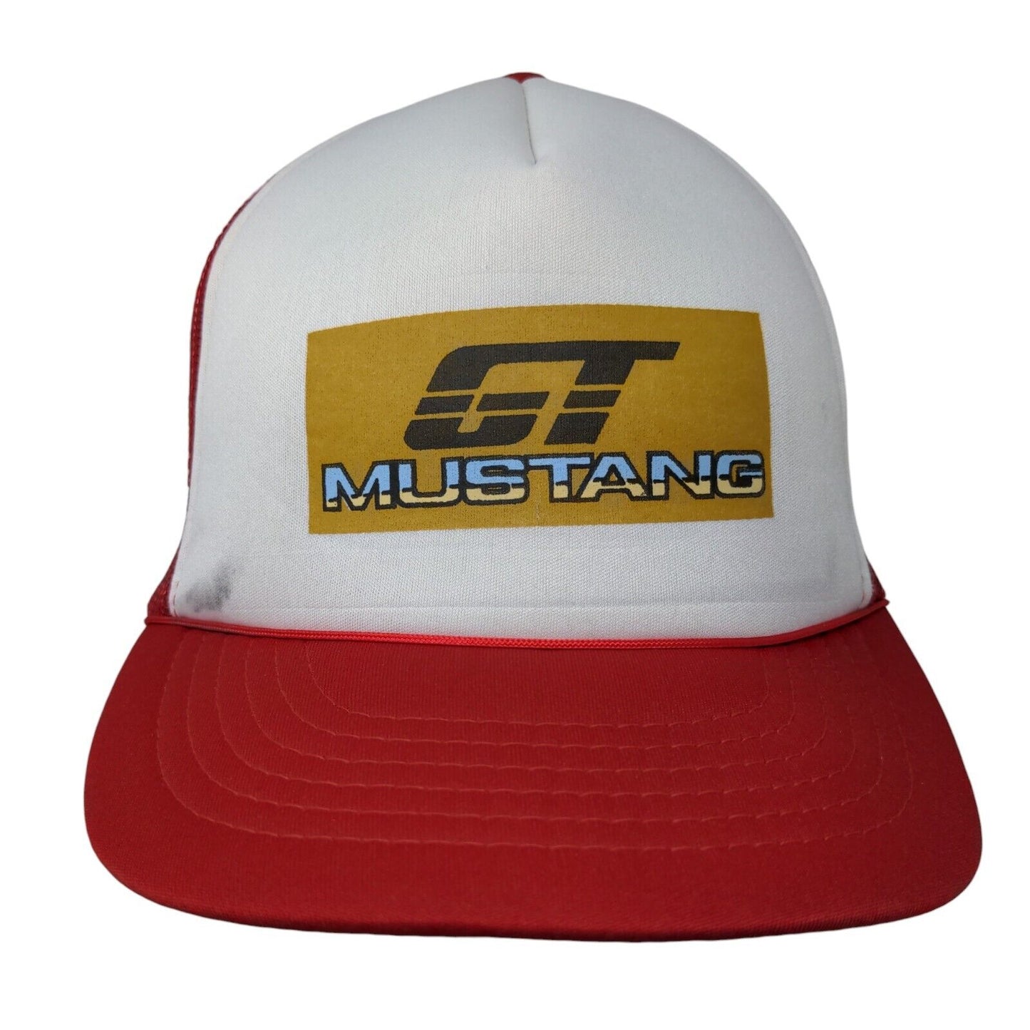Mustang GT Snapback Mesh Back Rope Trucker Hat Red Adult Fit All Mad Hatter