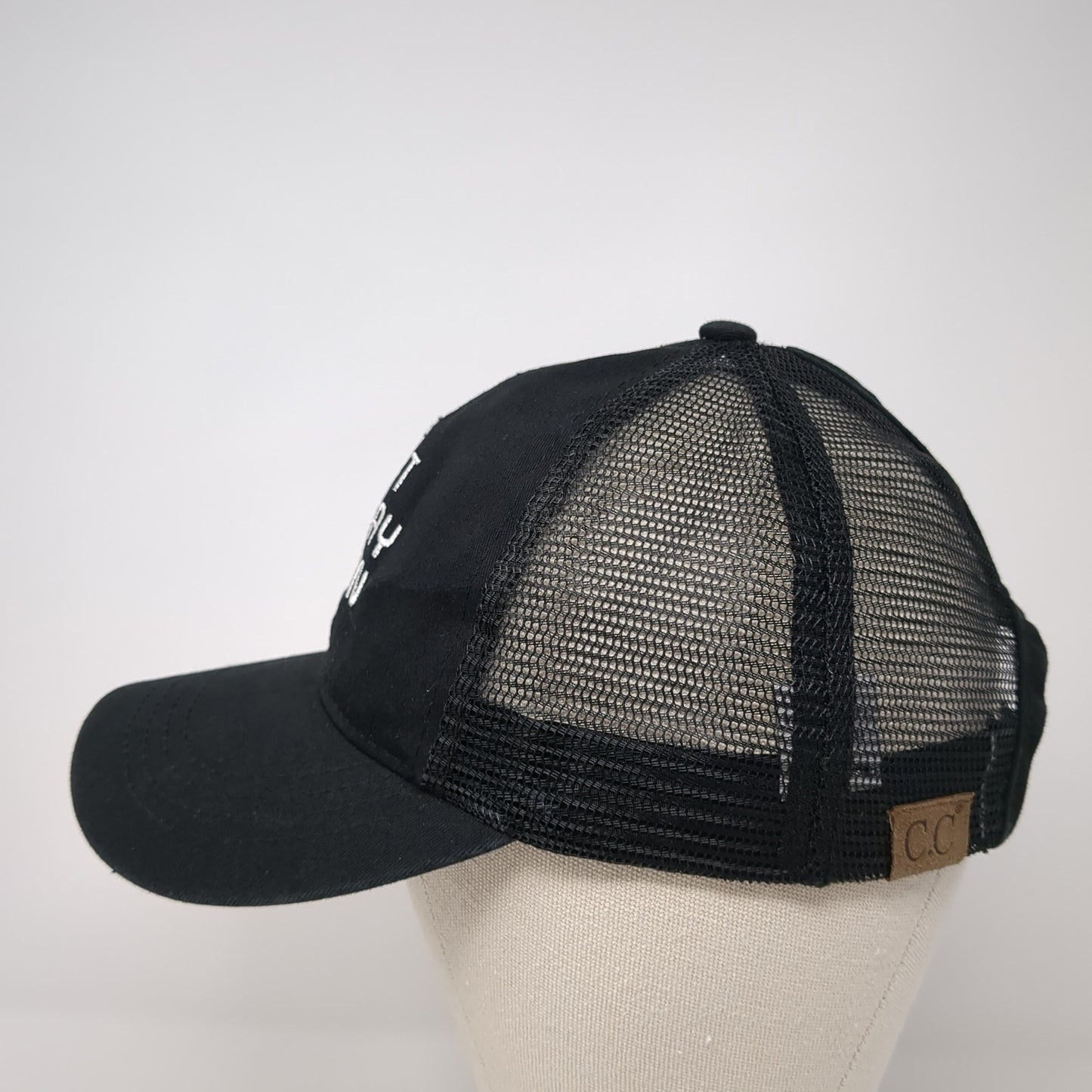 Not Today Satan Ponytail Trucker Hat Black One Size Adjustable Mesh Back C.C