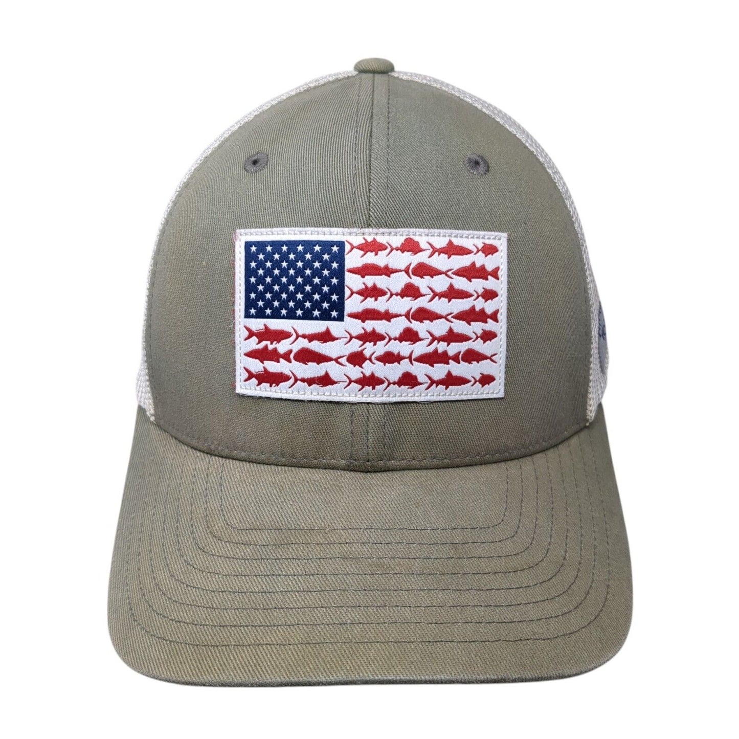 Columbia Fish Flag Fitted Trucker Hat Gray One Size Adjustable Patriotic Mesh