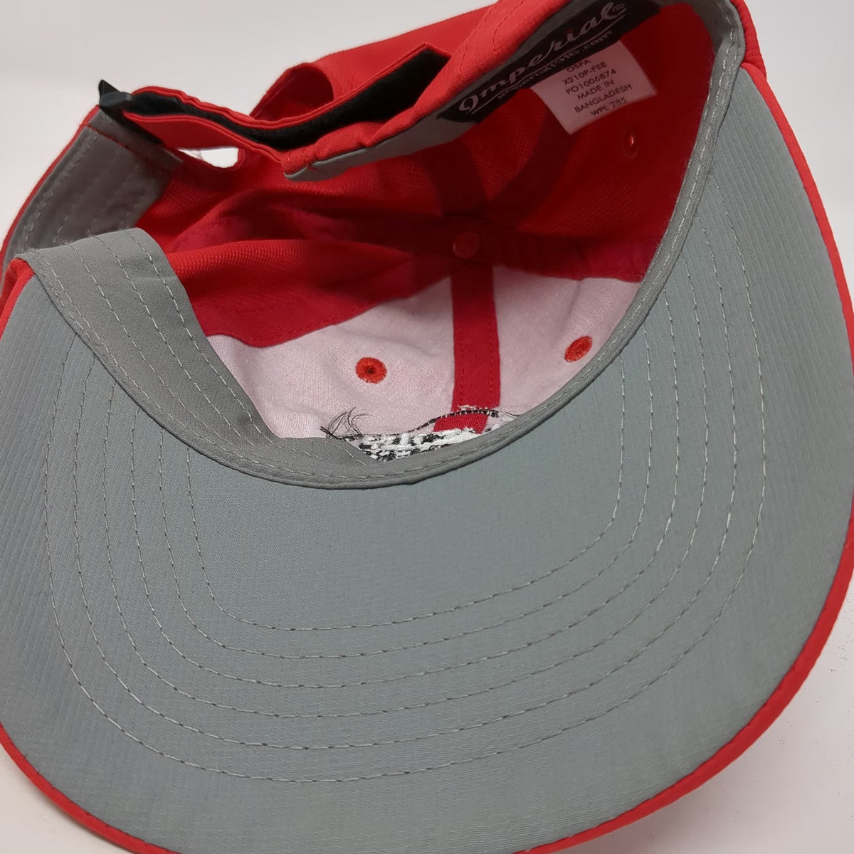 Imperial Baseball Cap Red One Size Hughes Brothers Recycled Polyester Gray Hat
