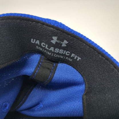 Under Armour Baseball Cap Blue M Fitted Logo Stretch Fit Blitzing Athletic Hat
