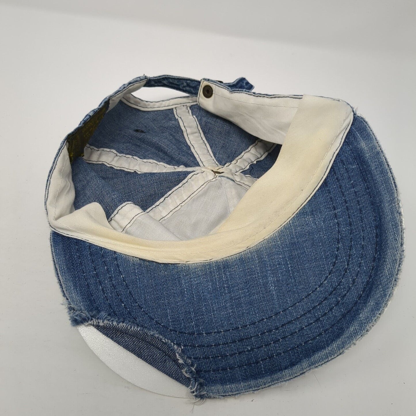 Ever Green Baseball Cap Blue One Size Adjustable Embroidered Distressed Denim