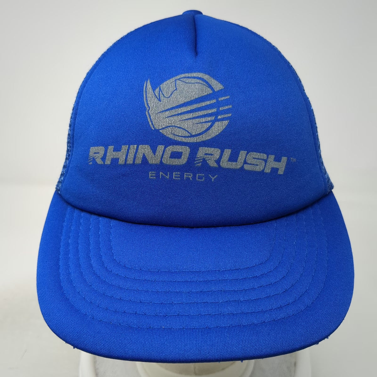 Rhino Rush Blue Trucker Hat One Size Mesh Snapback Foam Energy Graphic Logo Cap