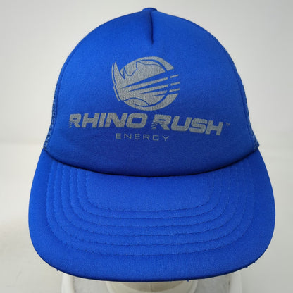 Rhino Rush Blue Trucker Hat One Size Mesh Snapback Foam Energy Graphic Logo Cap