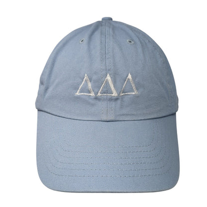 Tri Delta Slideback Hat Blue One Size Adjustable Embroidered 6 Panel Cotton