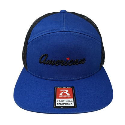 American Snapback Trucker Hat Blue One Size Adjustable Mesh Back Richardson