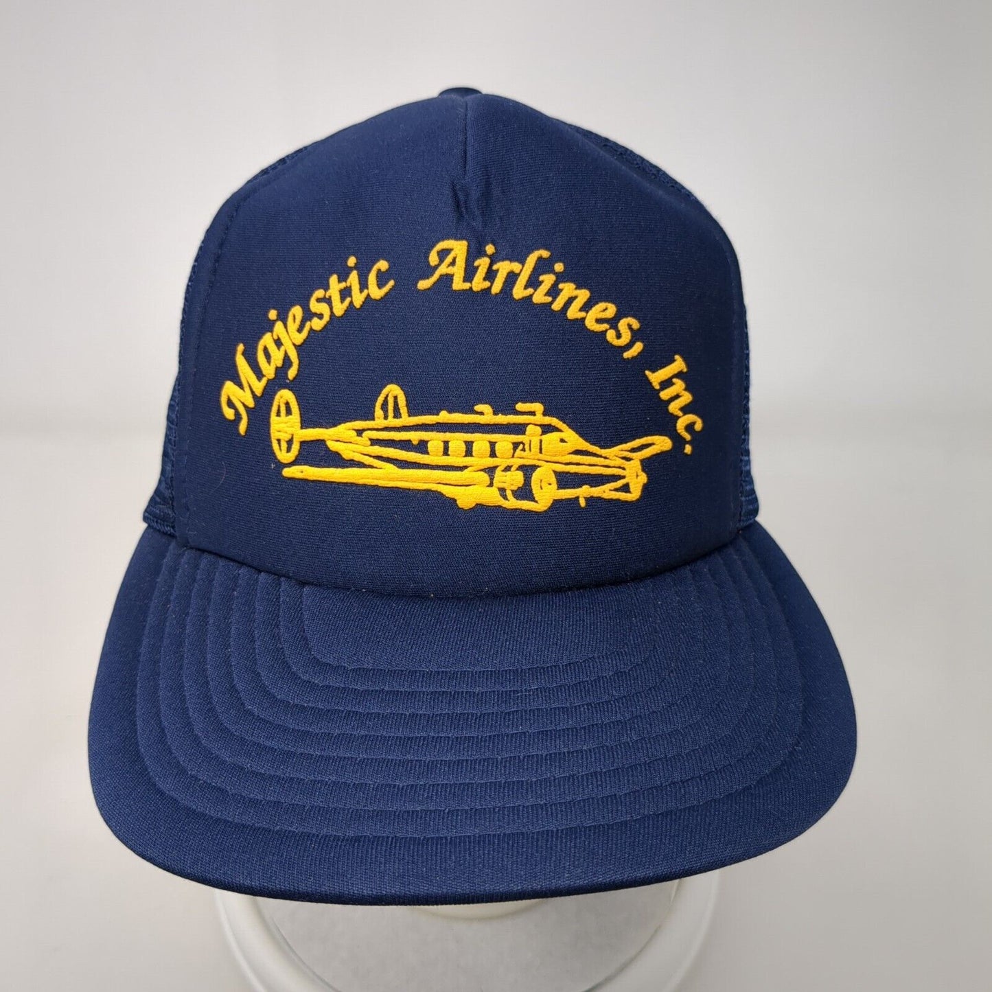 Majestic Airlines Inc Snapback Trucker Hat Blue One Size Mesh Back