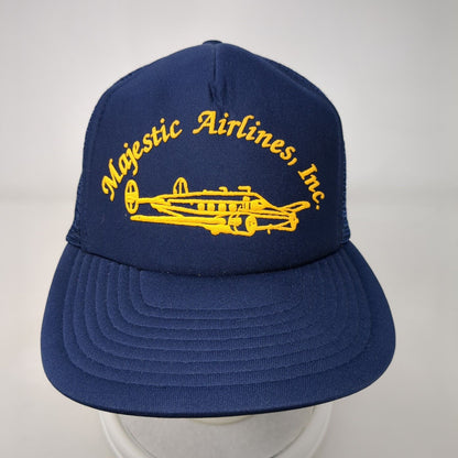 Majestic Airlines Inc Snapback Trucker Hat Blue One Size Mesh Back