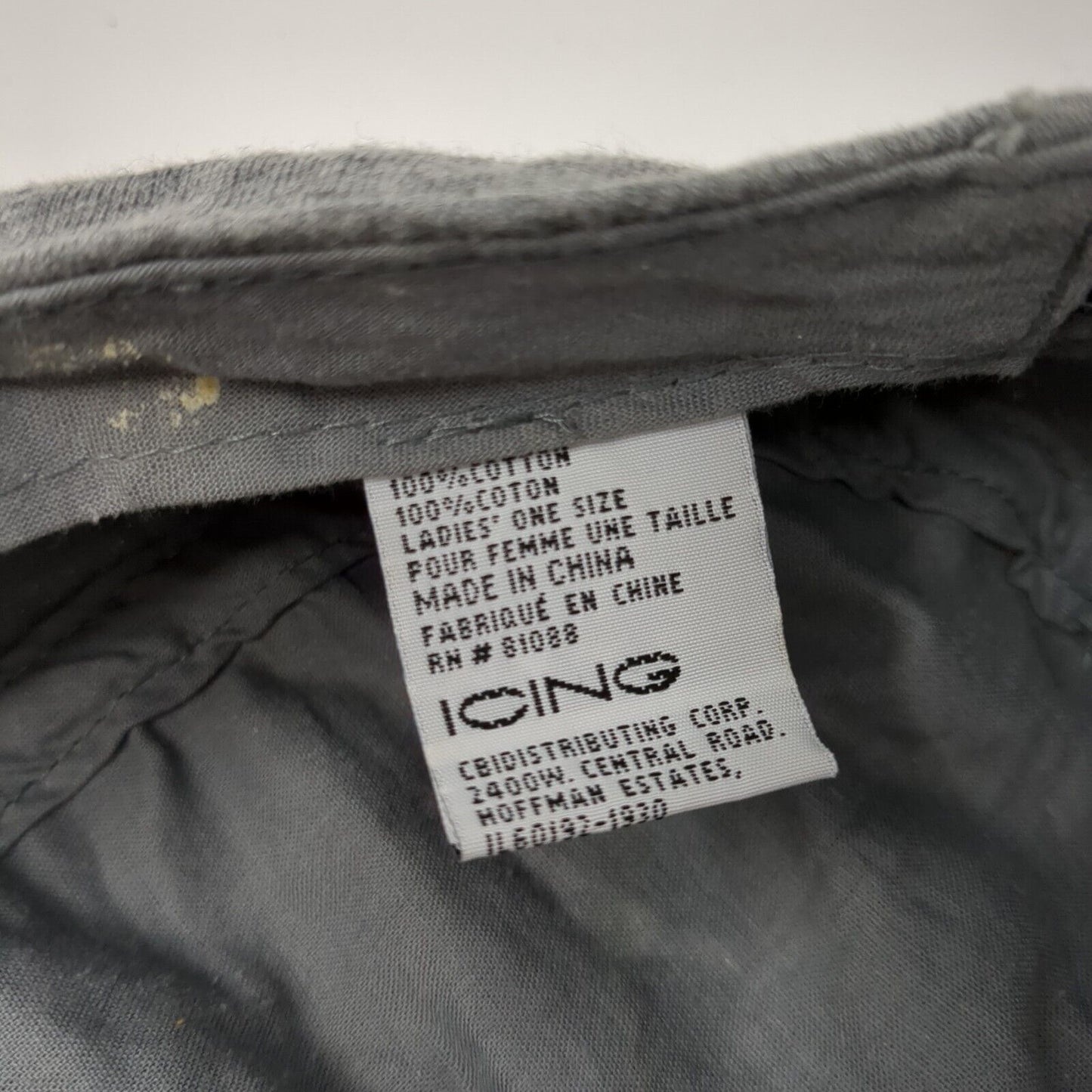 Icing Cadet Army Cap Gray One Size Stretch Lightweight Blank Cotton