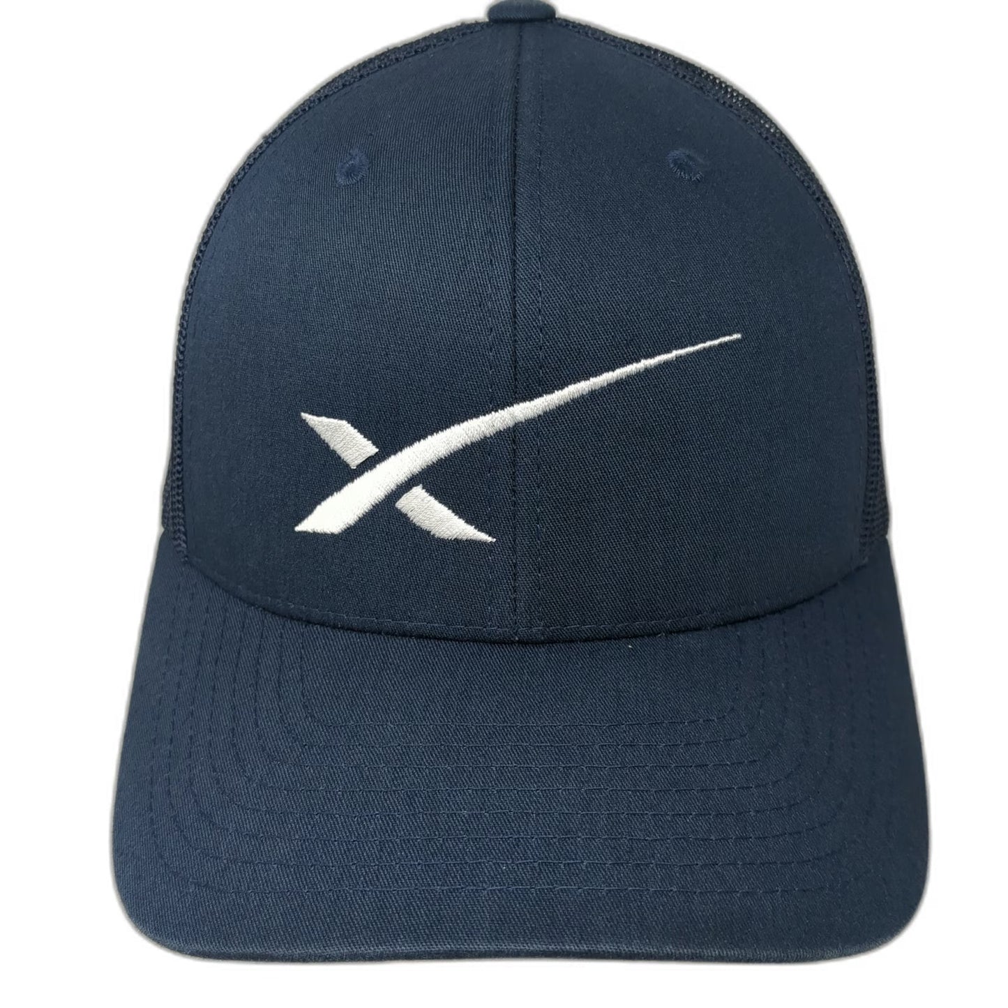 Yupoong Trucker Hat Blue White OS SpaceX Logo Embroidered Snapback Mesh Cap