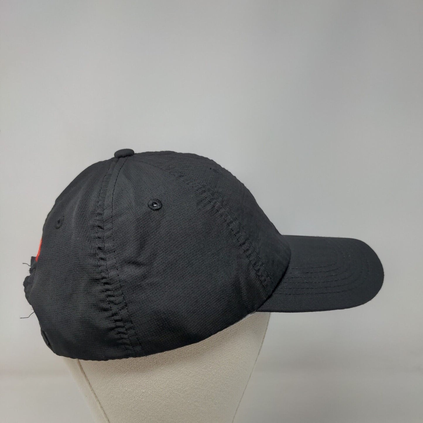 FMC Strapback Pinnacle Hat Black OSFA Embroidered Vented Holes Blank Antigua