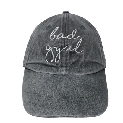 Bad Gyal Slideback Hat Gray One Size Embroidered Leather Strap Adams