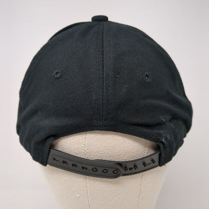 KBO Snapback Hat Black One Size Adjustable Embroidered Solid 6 Panel