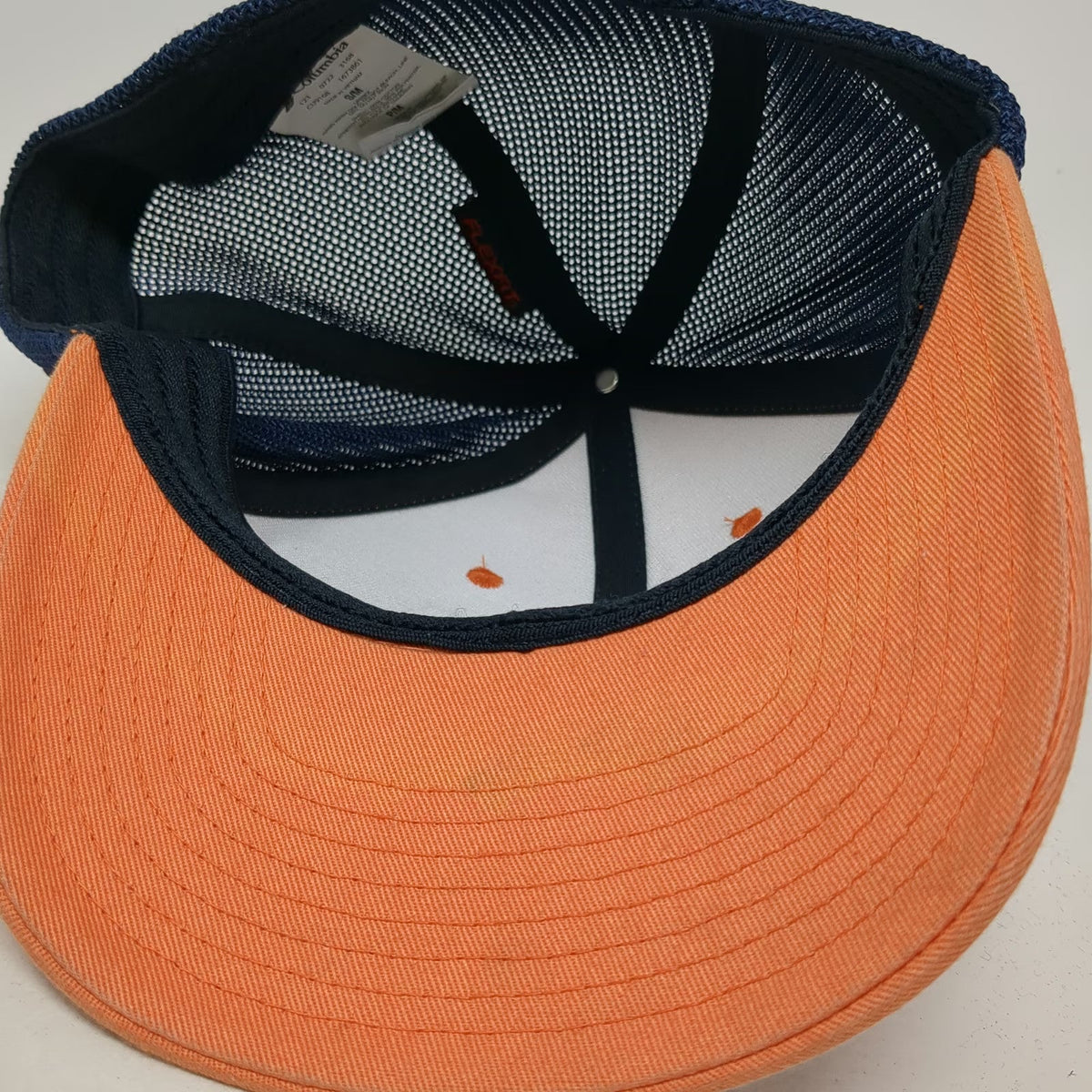 Columbia Baseball Orange M Mesh Flexfit Bullet American Flag Patch Outdoor Hat