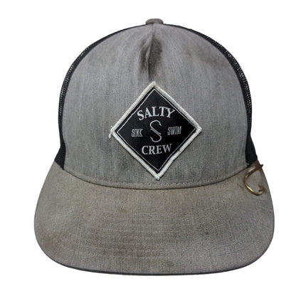 Salty Crew Patch Snapback Mesh Back Trucker Hat Gray OSFM Fishing Hook
